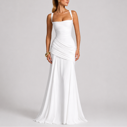 Women’s Stylish Ruched Maxi Evening Dress – Flattering Fit for Women