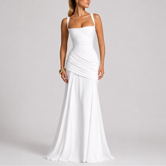 Women’s Stylish Ruched Maxi Evening Dress – Flattering Fit for Women