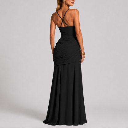 Women’s Stylish Ruched Maxi Evening Dress – Flattering Fit for Women