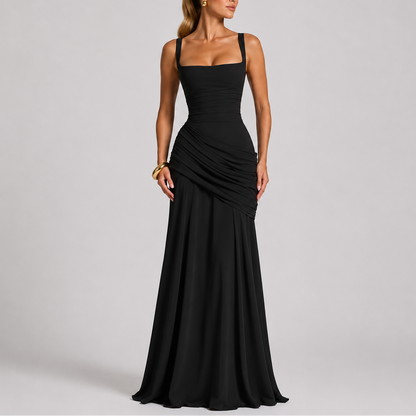 Women’s Stylish Ruched Maxi Evening Dress – Flattering Fit for Women