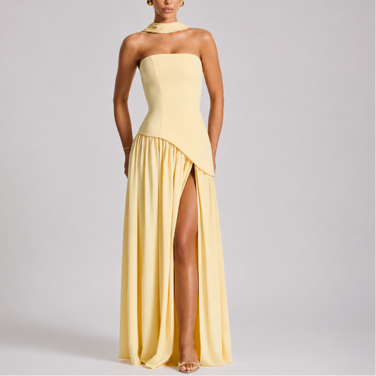 Women's Open Back Scarf Maxi Dress