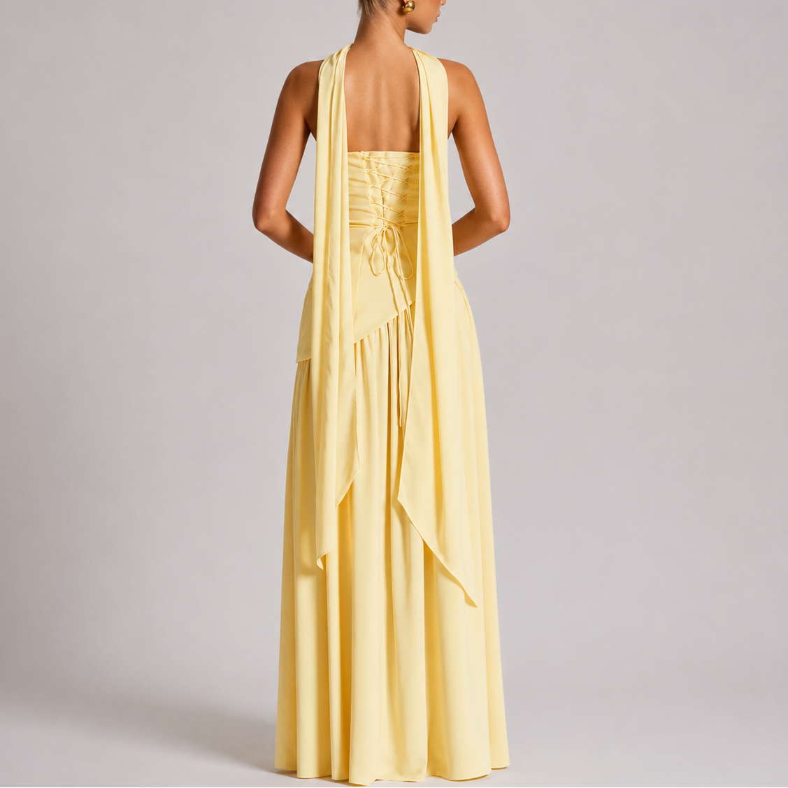 Women's Open Back Scarf Maxi Dress