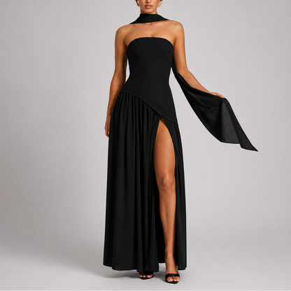 Women's Open Back Scarf Maxi Dress