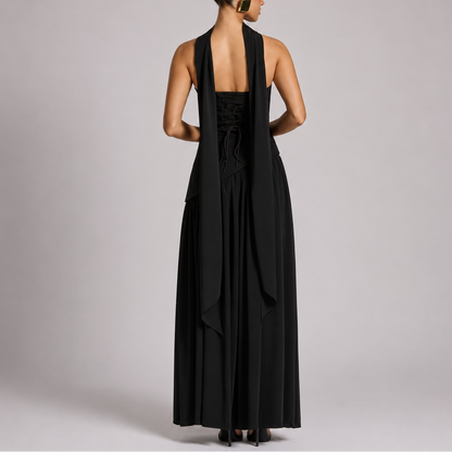 Women's Open Back Scarf Maxi Dress