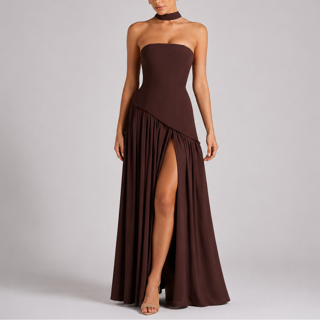 Women's Open Back Scarf Maxi Dress