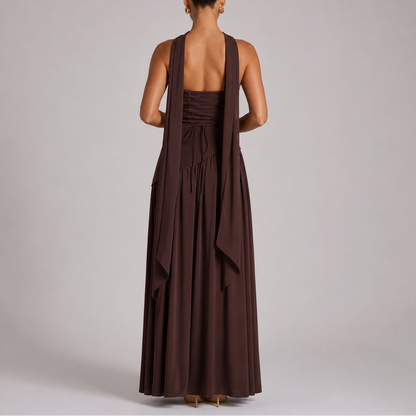 Women's Open Back Scarf Maxi Dress