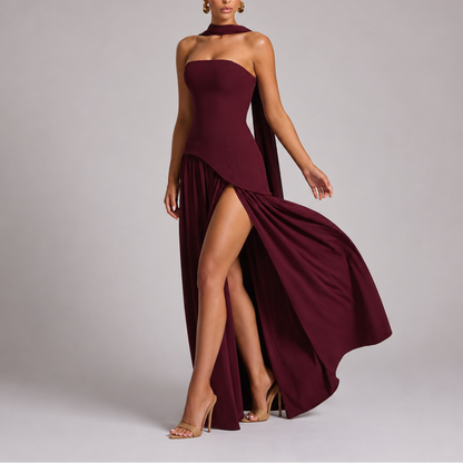 Women's Open Back Scarf Maxi Dress