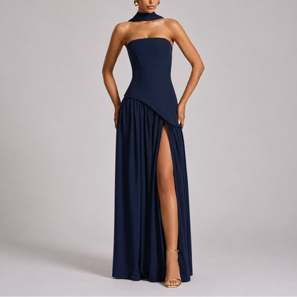 Women's Open Back Scarf Maxi Dress