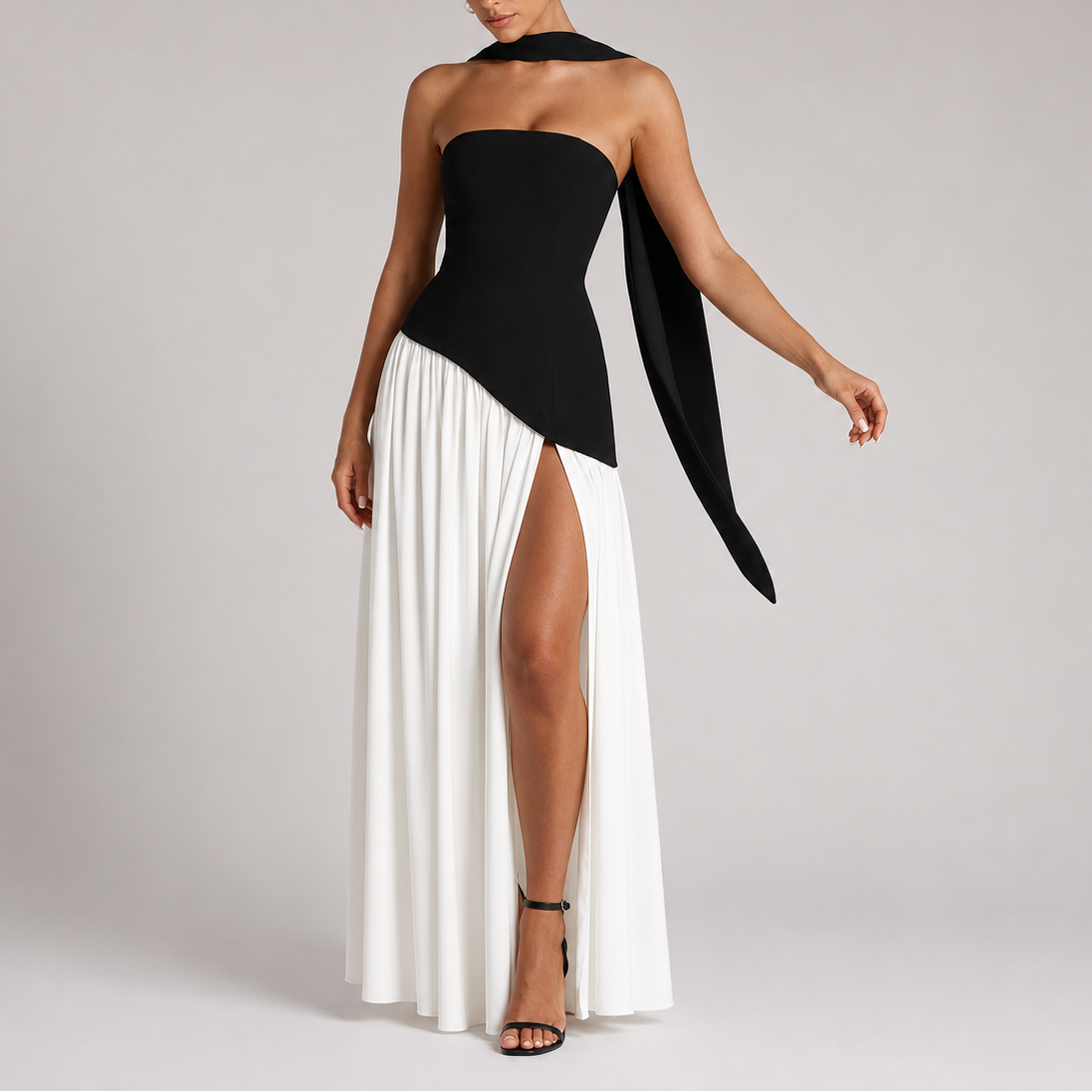 Women's Open Back Scarf Maxi Dress