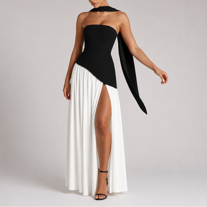 Women's Open Back Scarf Maxi Dress