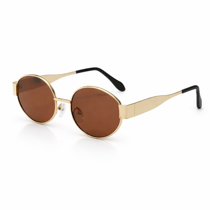 Women’s Retro Oval Sunglasses – Sleek Gold Detail – Stylish Sun Protection Accessory