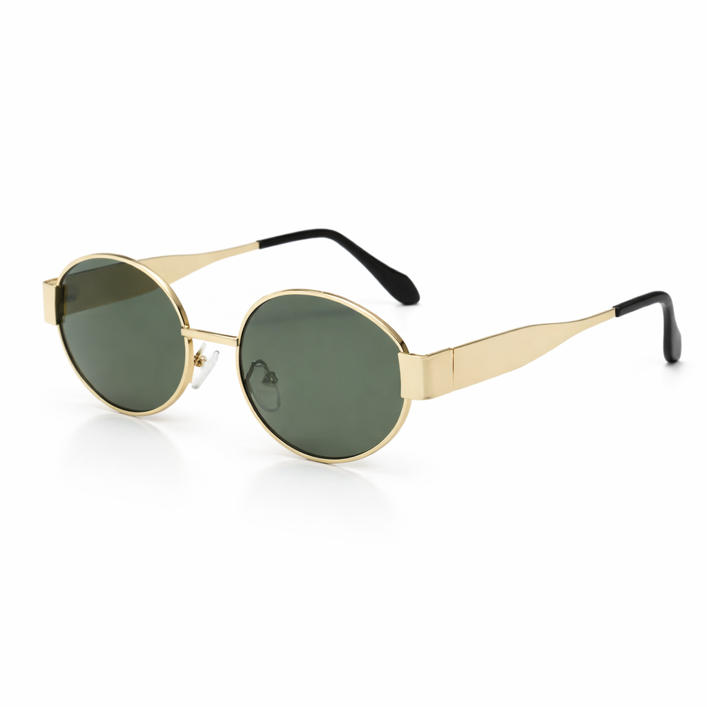 Women’s Retro Oval Sunglasses – Sleek Gold Detail – Stylish Sun Protection Accessory