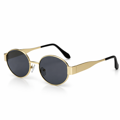 Women’s Retro Oval Sunglasses – Sleek Gold Detail – Stylish Sun Protection Accessory