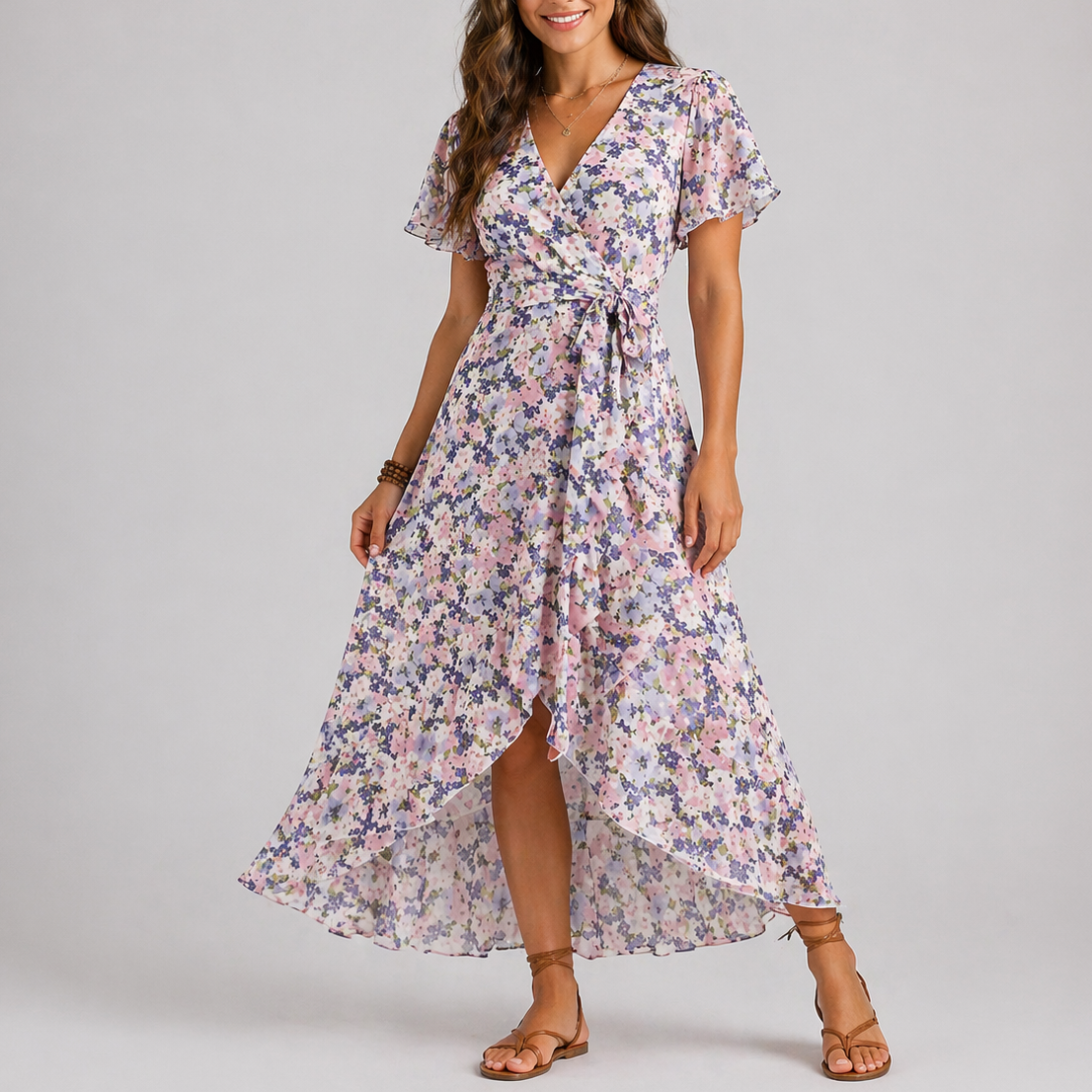 Women’s Summer Floral Midi Dress – Features Print