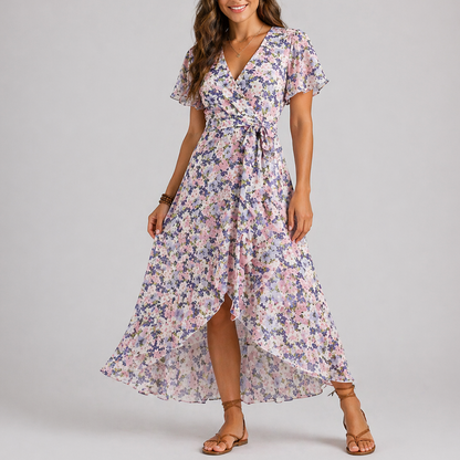 Women’s Summer Floral Midi Dress – Features Print