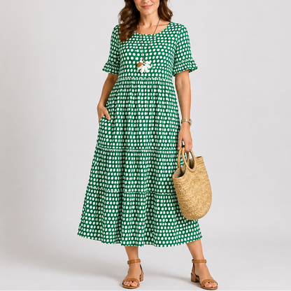 Women’s Summer Everyday Polka Dot Midi Dress – Flattering Fit for Women