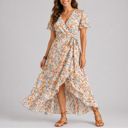 Women’s Summer Floral Midi Dress – Features Print