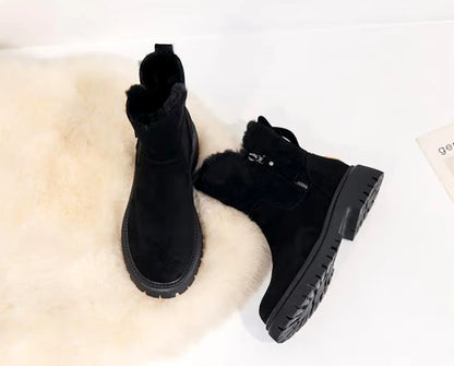 Women's Winter Ankle Boots | Faux Fur Lined Chunky Sole Boots – Everyday Comfort Boot