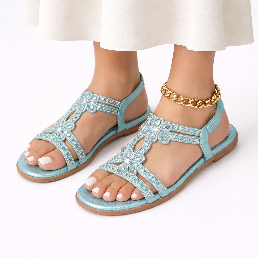 women’s orthopedic floral summer sandals — crystal comfort fit – Everyday Walking Comfort