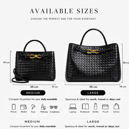 Woven Luxury Tote Bag – Soft Vegan Leather Everyday Shoulder Bag – Spacious Everyday Carryall