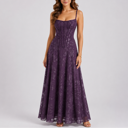 Floral Embroidered Corset Maxi Dress – Elegant Occasion Wear UK