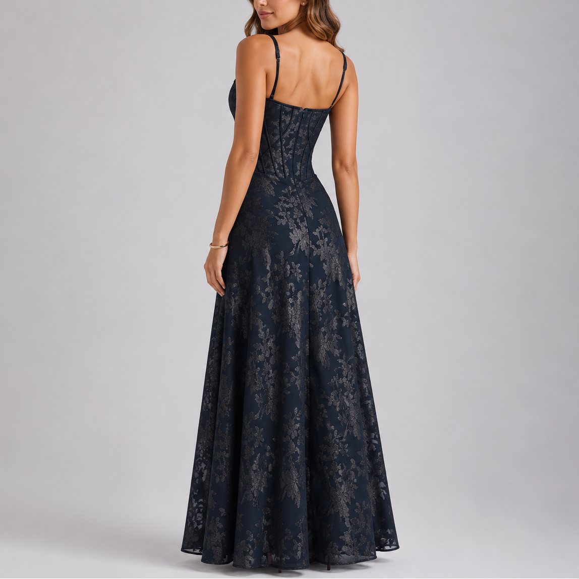 Floral Embroidered Corset Maxi Dress – Elegant Occasion Wear UK