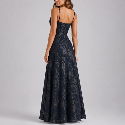 Floral Embroidered Corset Maxi Dress – Elegant Occasion Wear UK