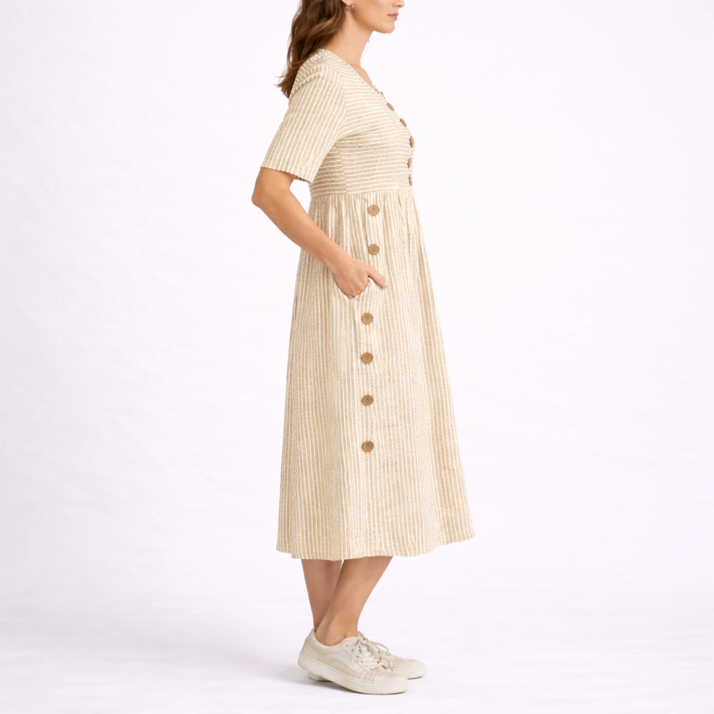 Women's Striped Midi Dress – Effortless Lightweight