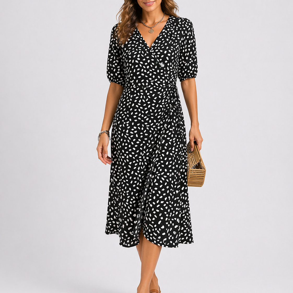 Women’s Summer Abstract Print Midi Dress – Elegant Occasion Wear UK