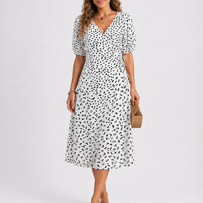 Women’s Summer Abstract Print Midi Dress – Elegant Occasion Wear UK
