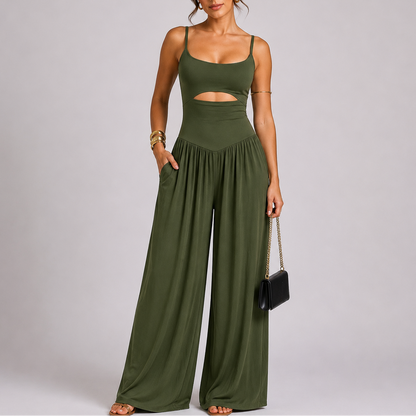 Women’s Stylish Cut-Out Wide Leg Jumpsuit – Effortless Occasion Wear