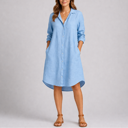 Women’s Summer Shirt Dress with Button Front and Relaxed Fit – Elegant Occasion Wear UK