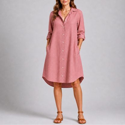 Women’s Summer Shirt Dress with Button Front and Relaxed Fit – Elegant Occasion Wear UK