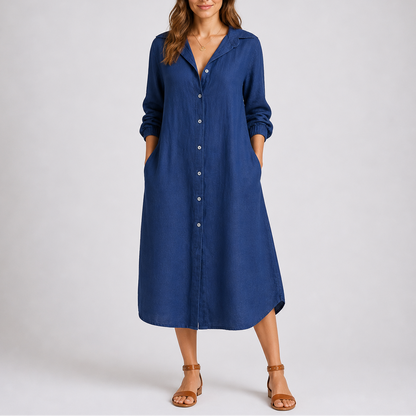 Women’s Summer Shirt Dress with Button Front and Relaxed Fit – Elegant Occasion Wear UK