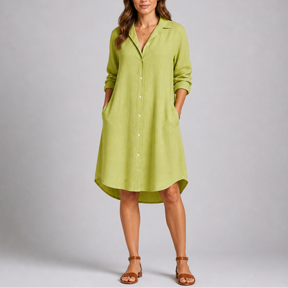Women’s Summer Shirt Dress with Button Front and Relaxed Fit – Elegant Occasion Wear UK