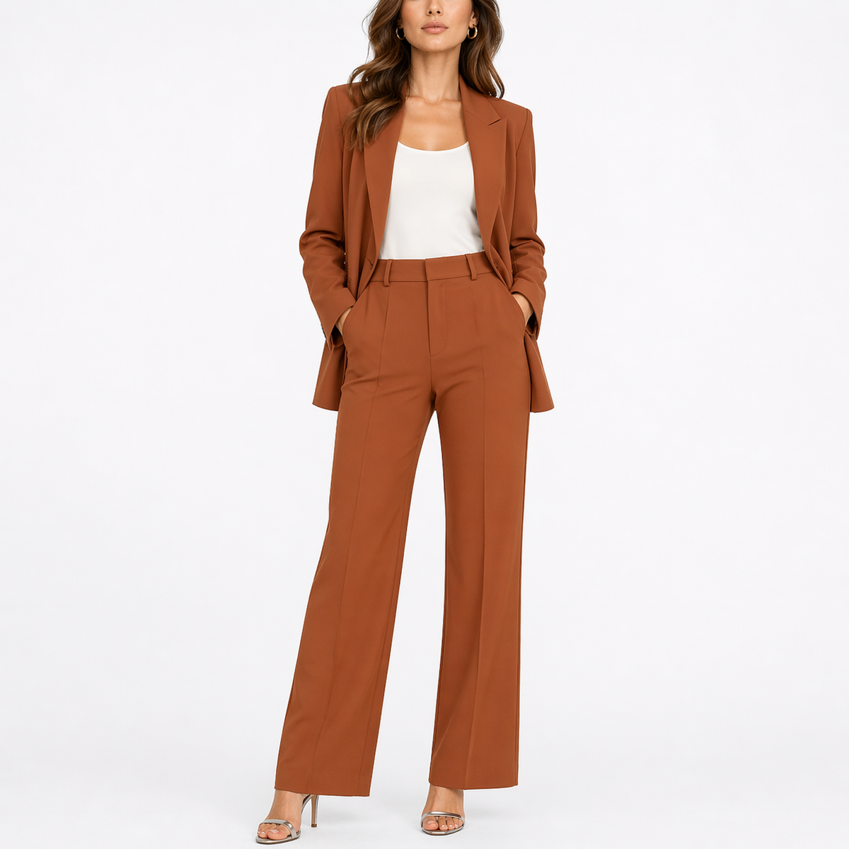 Women’s Two-Piece Set with Blazer and Straight-Leg Pants – Coordinated Outfit for Women