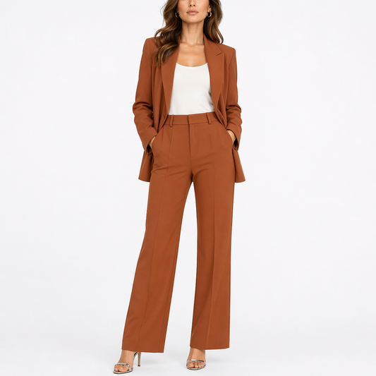 Women’s Two-Piece Set with Blazer and Straight-Leg Pants – Coordinated Outfit for Women