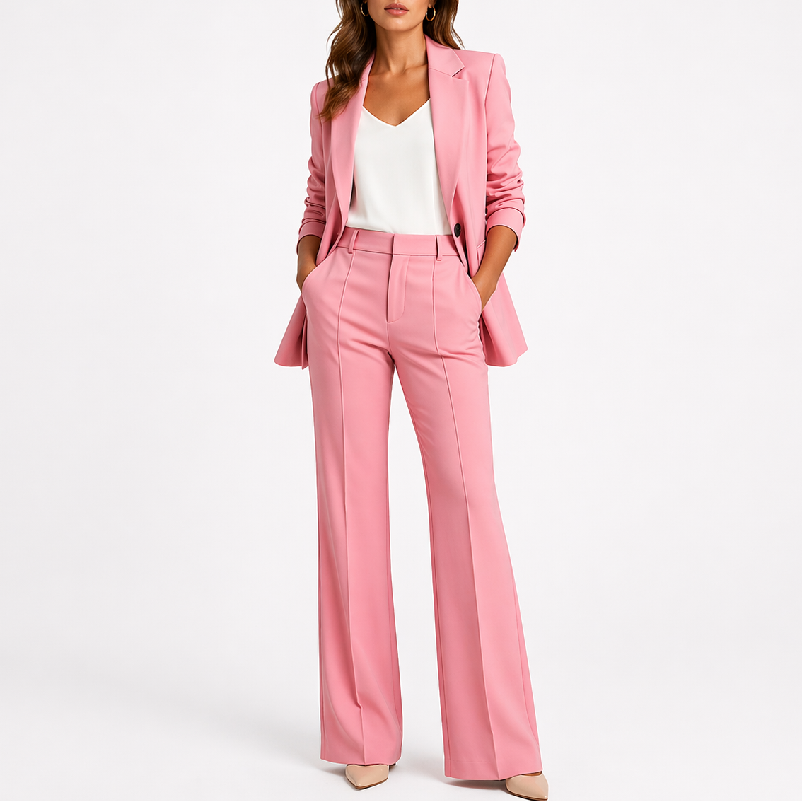 Women’s Two-Piece Set with Blazer and Straight-Leg Pants – Coordinated Outfit for Women