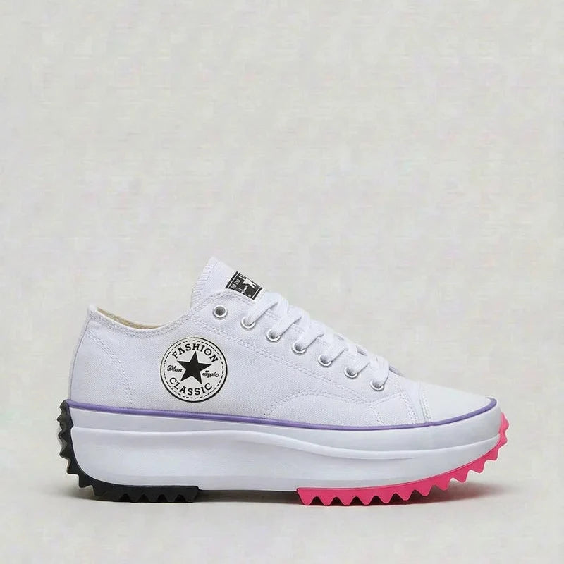 Women's Canvas Platform Trainers | Chunky Lace-Up Sneakers – Supportive Walking Shoe
