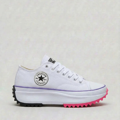 Women's Canvas Platform Trainers | Chunky Lace-Up Sneakers – Supportive Walking Shoe