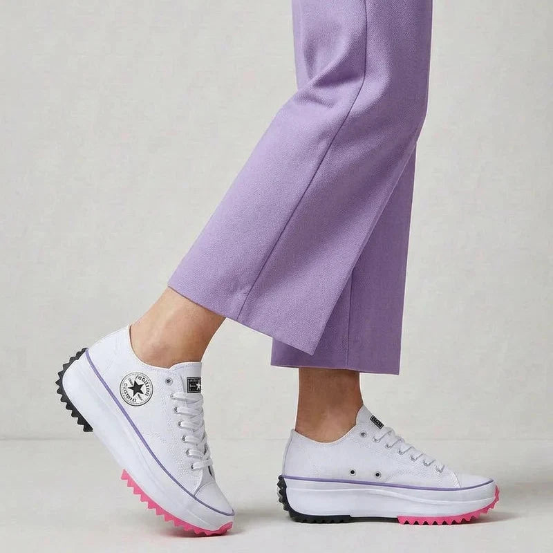 Women's Canvas Platform Trainers | Chunky Lace-Up Sneakers – Supportive Walking Shoe