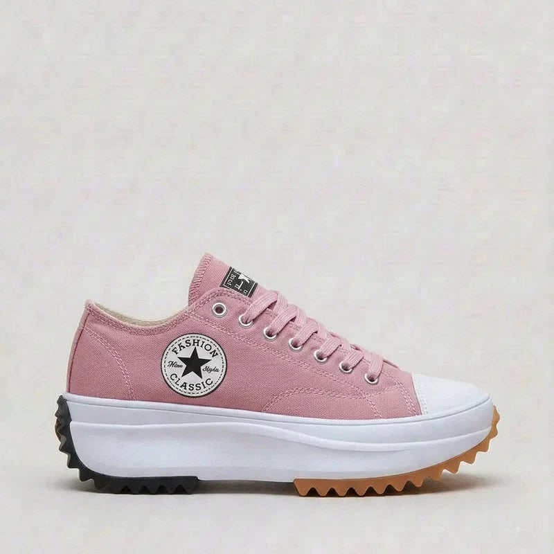 Women's Canvas Platform Trainers | Chunky Lace-Up Sneakers – Supportive Walking Shoe