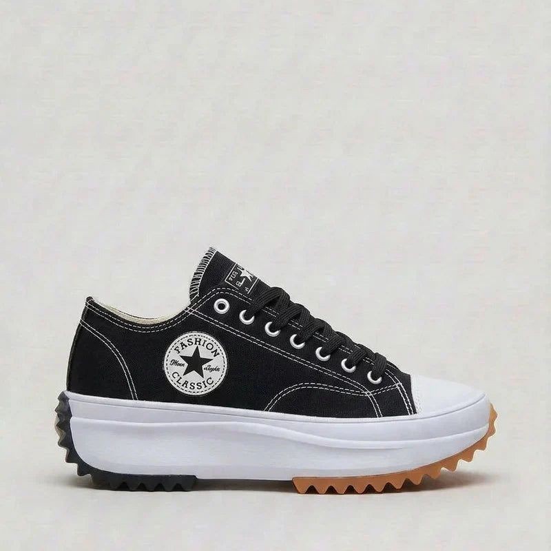 Women's Canvas Platform Trainers | Chunky Lace-Up Sneakers – Supportive Walking Shoe