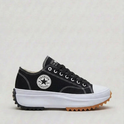Women's Canvas Platform Trainers | Chunky Lace-Up Sneakers – Supportive Walking Shoe