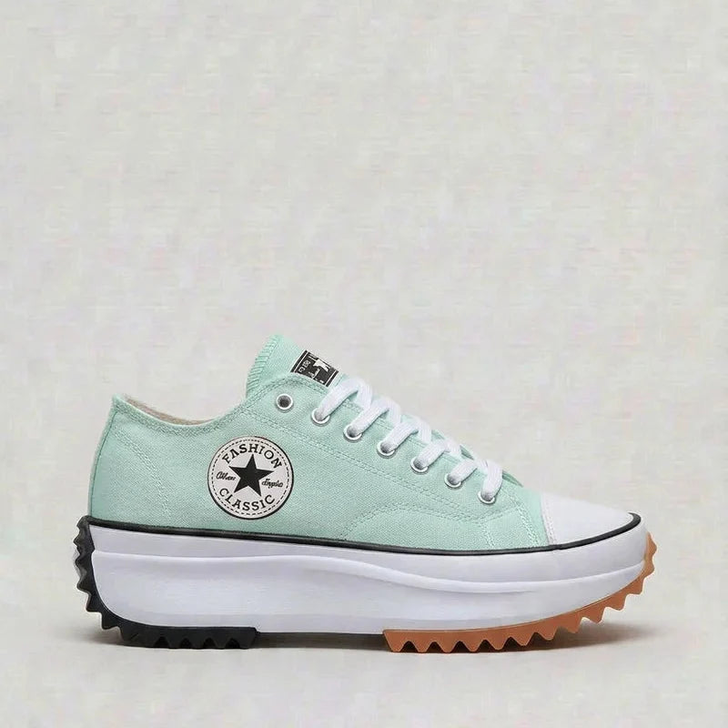 Women's Canvas Platform Trainers | Chunky Lace-Up Sneakers – Supportive Walking Shoe