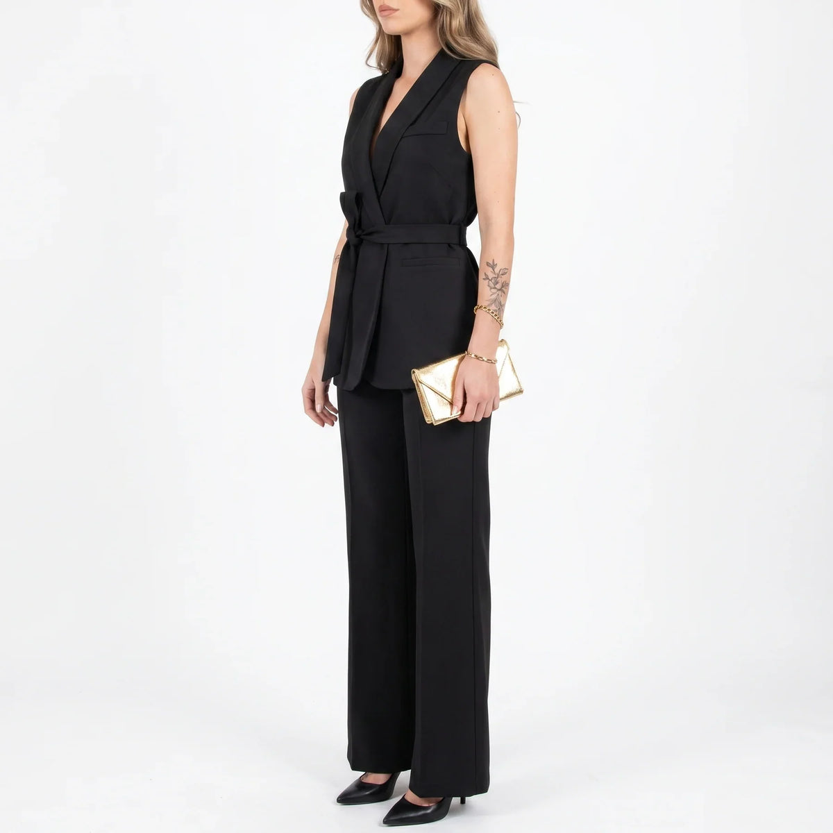 Women's Tailored Two-Piece Suit Set with Belt – Effortless Occasion Wear
