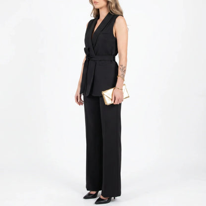 Women's Tailored Two-Piece Suit Set with Belt – Effortless Occasion Wear