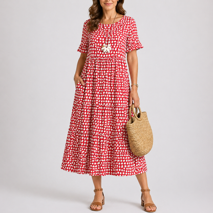 Women’s Summer Everyday Polka Dot Midi Dress – Flattering Fit for Women