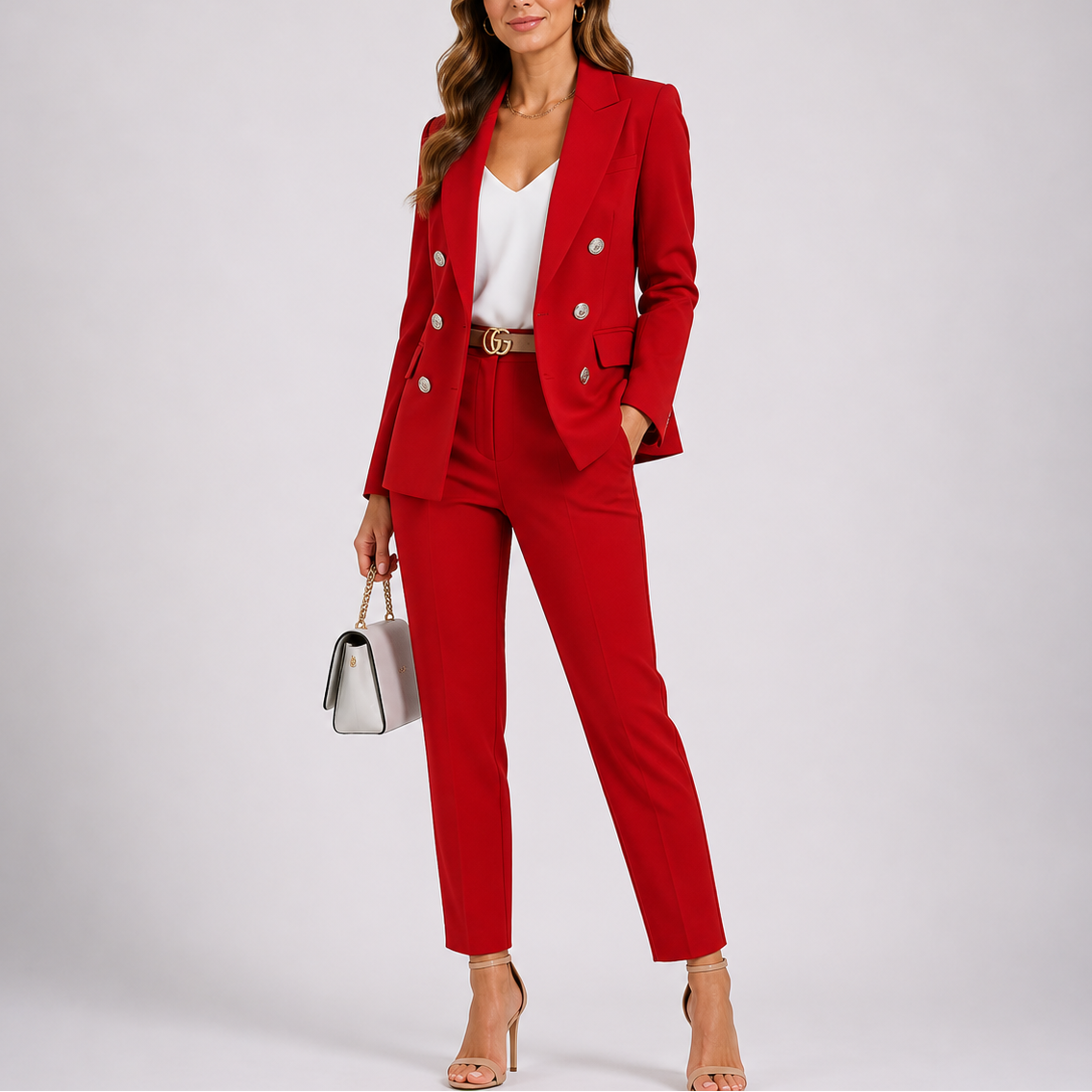 Women’s Tailored Blazer and Trousers Two Piece Suit Set