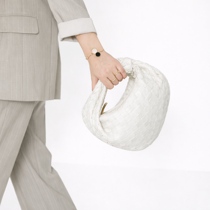 Luxury Woven Knot Handle Bag – Soft Vegan Leather – Spacious Everyday Carryall